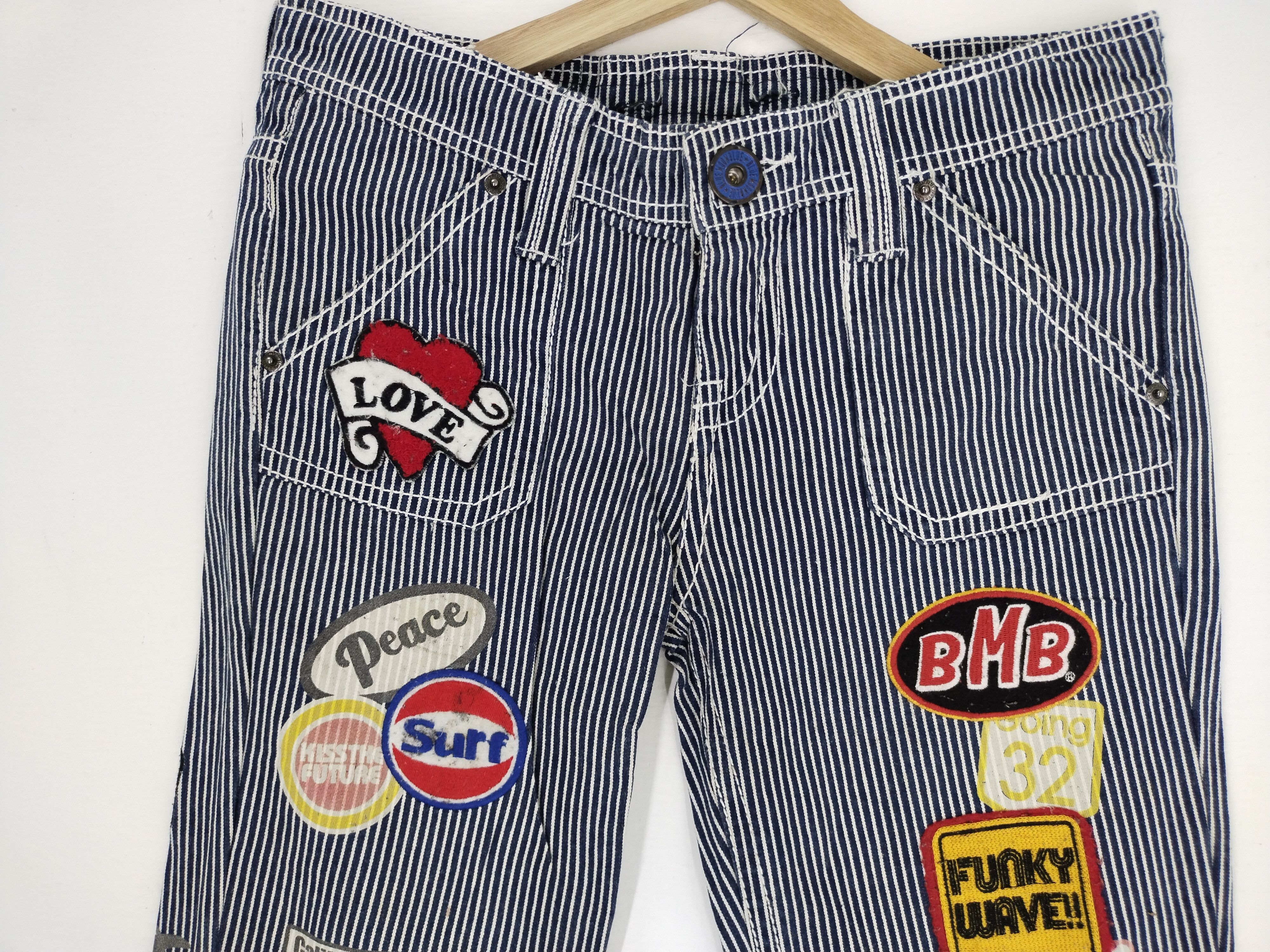 Japanese Brand Vintage Blue Moon Blue Patchwork Design Jeans Size US 33 - 5 Thumbnail