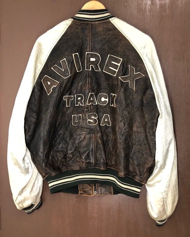 Avirex Iconic 𝘼𝙑𝙄𝙍𝙀𝙓 💀SpellOut Logo Leather Varsity Jacket Size US M / EU 48-50 / 2 - 1 Thumbnail