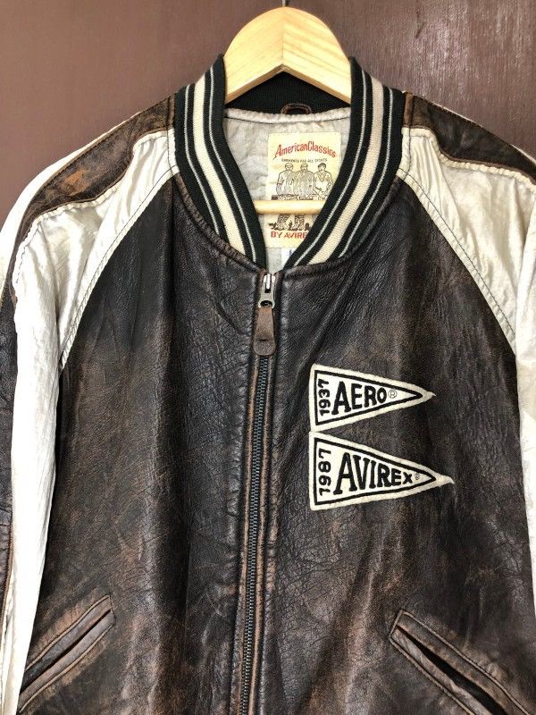 Avirex Iconic 𝘼𝙑𝙄𝙍𝙀𝙓 💀SpellOut Logo Leather Varsity Jacket Size US M / EU 48-50 / 2 - 3 Thumbnail