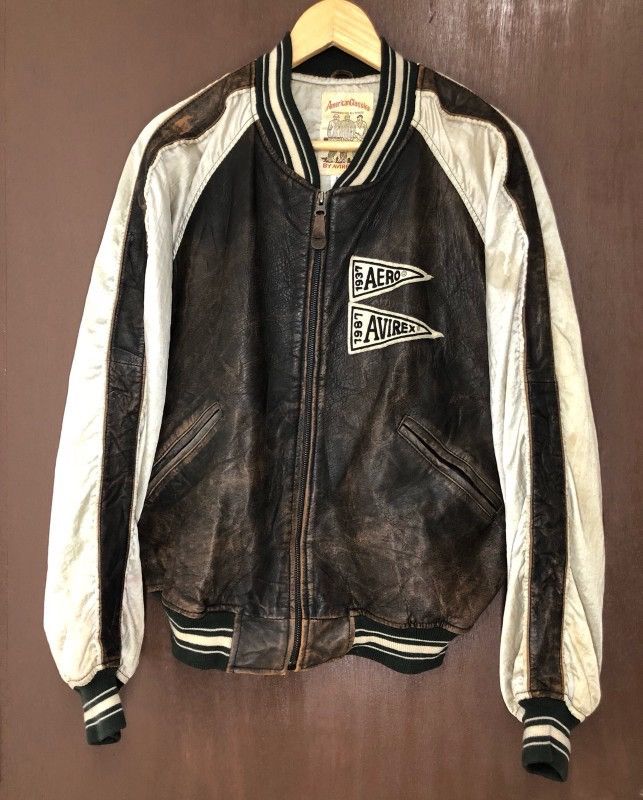 Avirex Iconic 𝘼𝙑𝙄𝙍𝙀𝙓 💀SpellOut Logo Leather Varsity Jacket Size US M / EU 48-50 / 2 - 2 Thumbnail