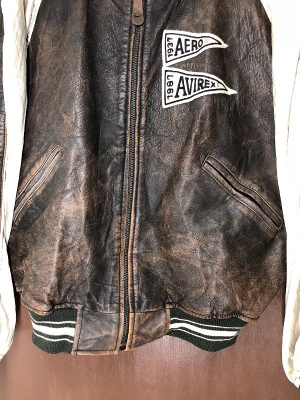 Avirex Iconic 𝘼𝙑𝙄𝙍𝙀𝙓 💀SpellOut Logo Leather Varsity Jacket Size US M / EU 48-50 / 2 - 4 Thumbnail