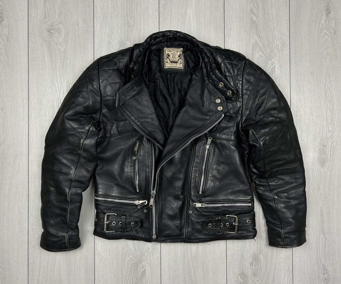 Vintage Leather biker vintage Jacket Black size S Size US S / EU 44-46 / 1 - 1 Thumbnail
