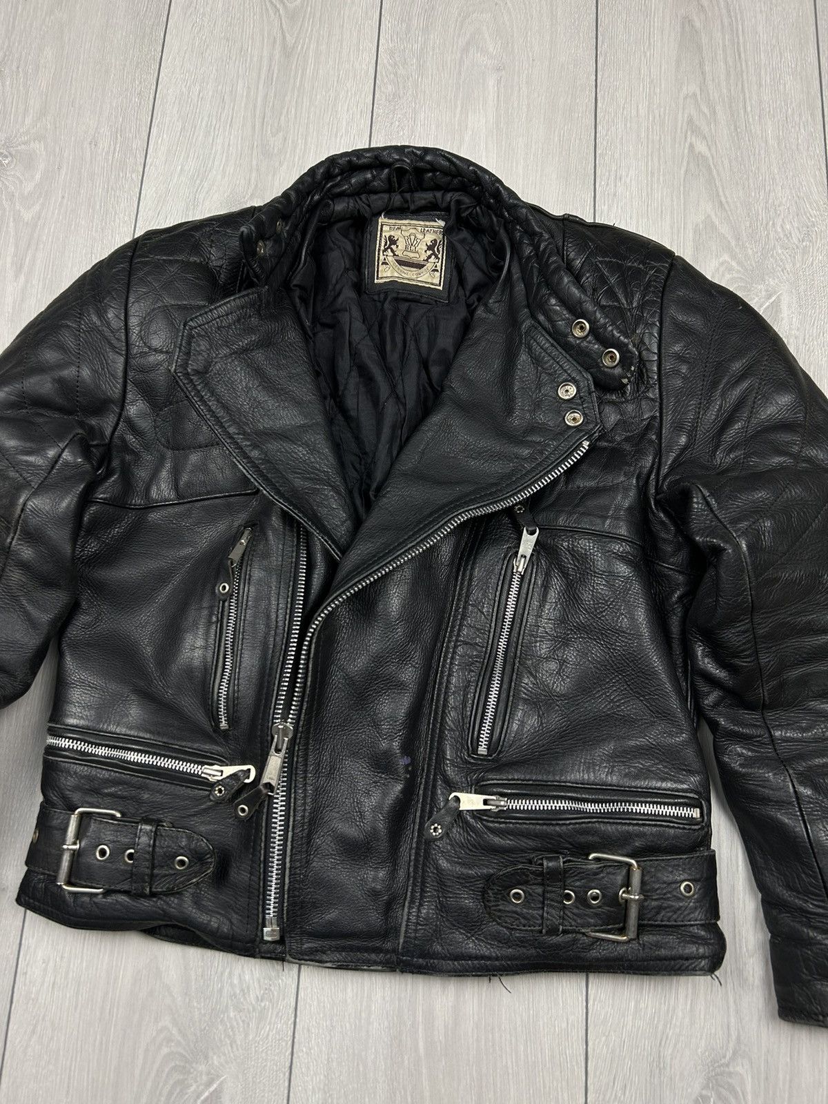 Vintage Leather biker vintage Jacket Black size S Size US S / EU 44-46 / 1 - 2 Thumbnail