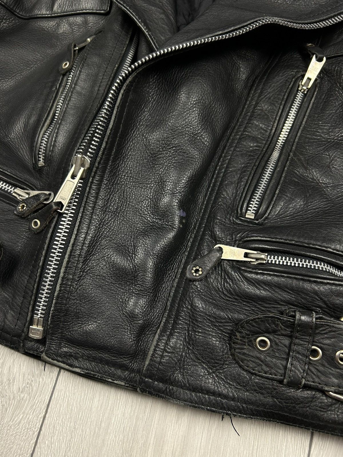 Vintage Leather biker vintage Jacket Black size S Size US S / EU 44-46 / 1 - 3 Thumbnail