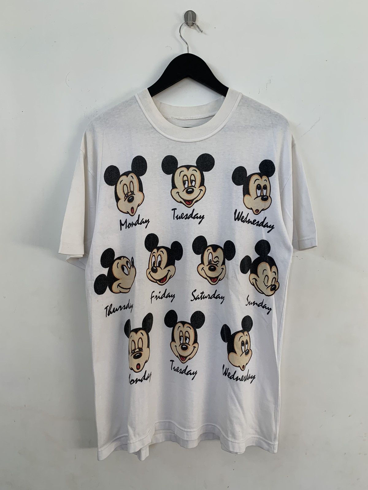 image of Disney x Mickey Mouse Vintage 90's Mickey Mouse Per Week T-Shirt in White, Men's (Size Large)