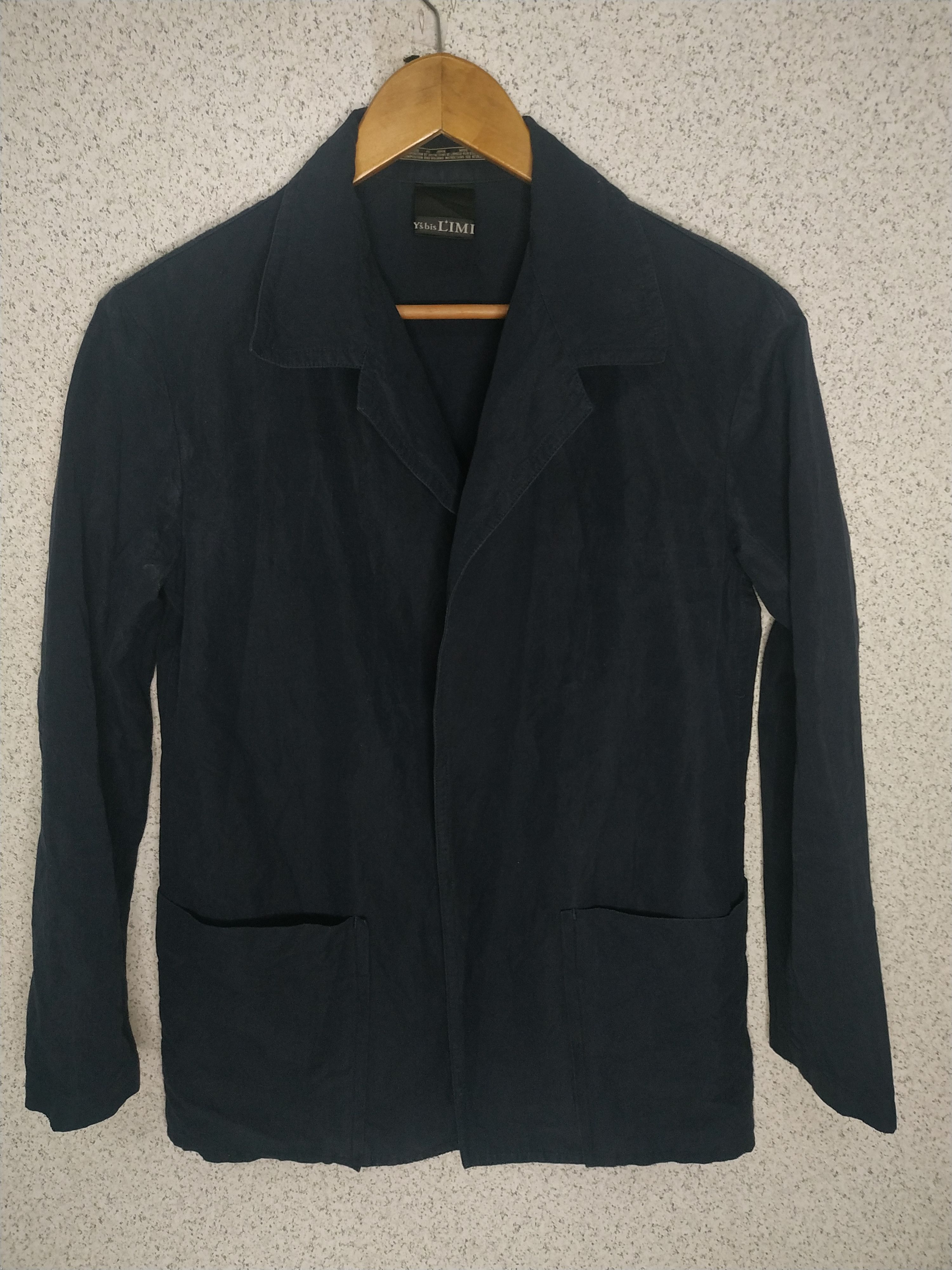 image of Limi Feu x Yohji Yamamoto Y's Bis Limi Buttonless Cardigan Jacket Made In Japan in Blue Black, Wome