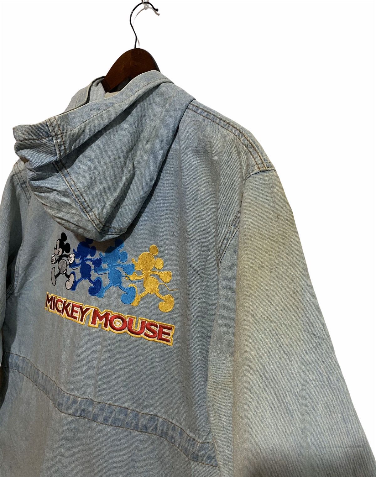 Disney × Mickey Mouse × Vintage Vintage Faded Disney Mickey Mouse Hoodie Denim Jacket Size US M / EU 48-50 / 2 - 4 Thumbnail