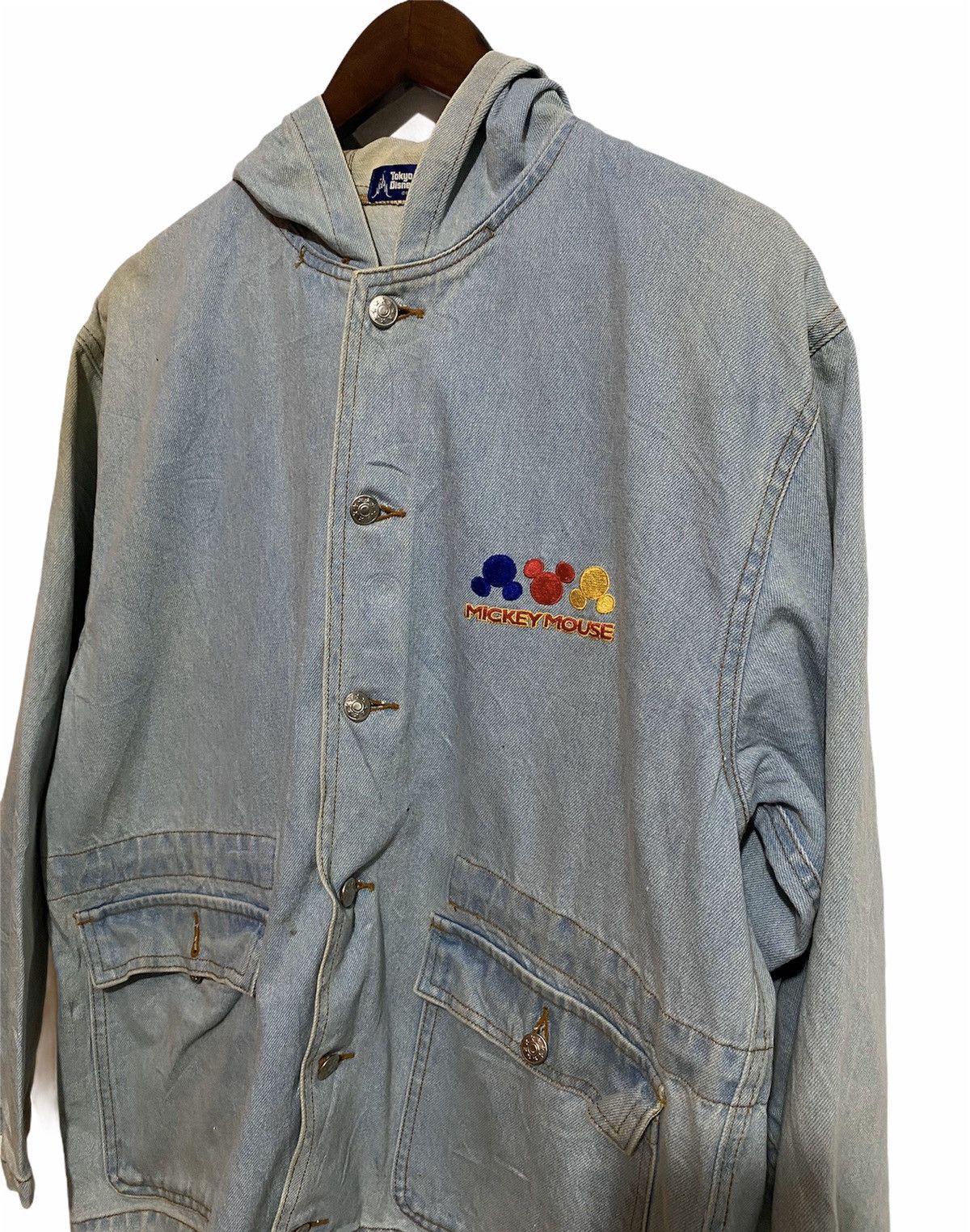 Disney × Mickey Mouse × Vintage Vintage Faded Disney Mickey Mouse Hoodie Denim Jacket Size US M / EU 48-50 / 2 - 2 Thumbnail