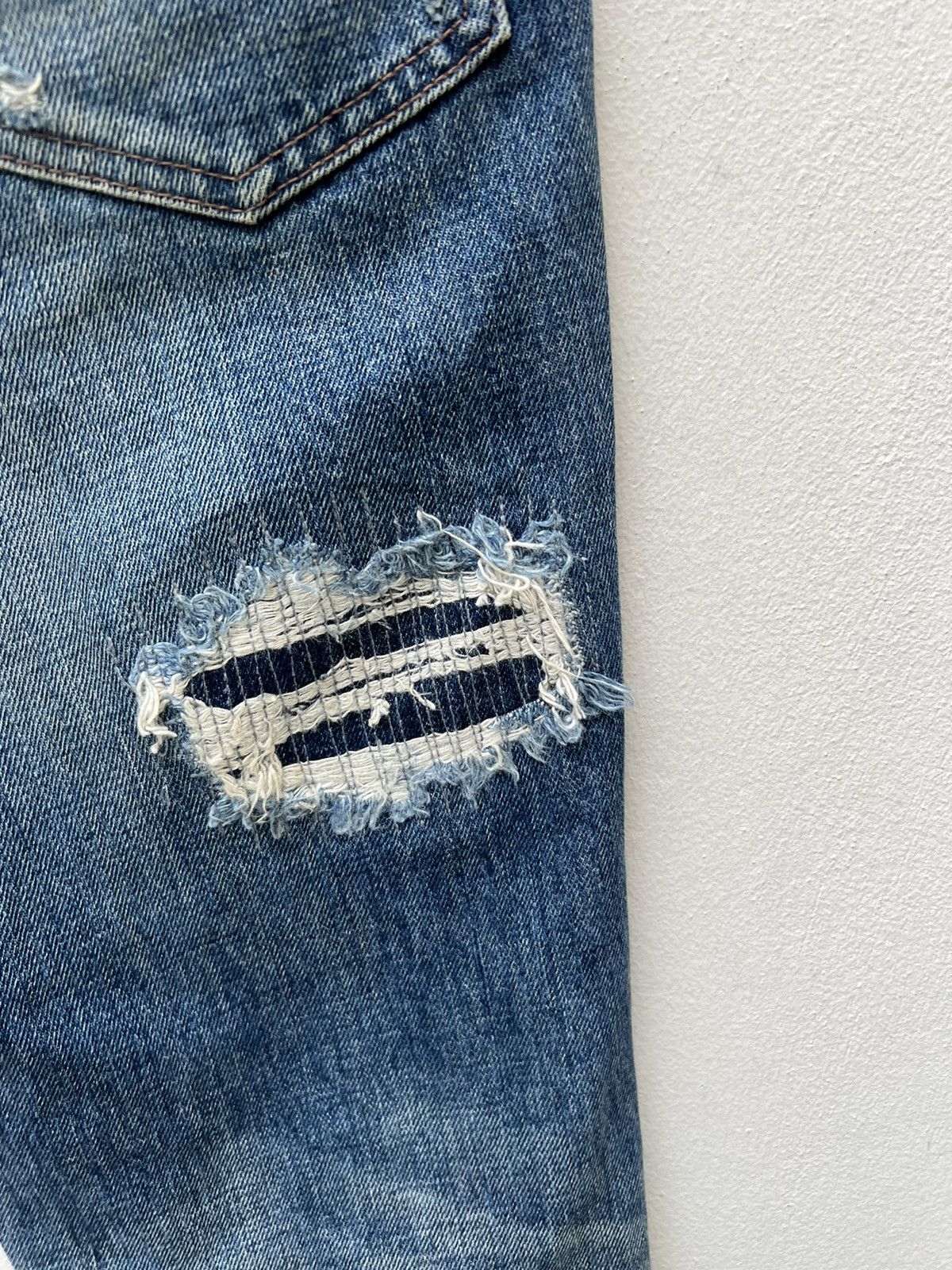 Schlussel Schlussel Japan Rips Snakes Scales Design Patchwork Denim Size US 31 - 19 Thumbnail