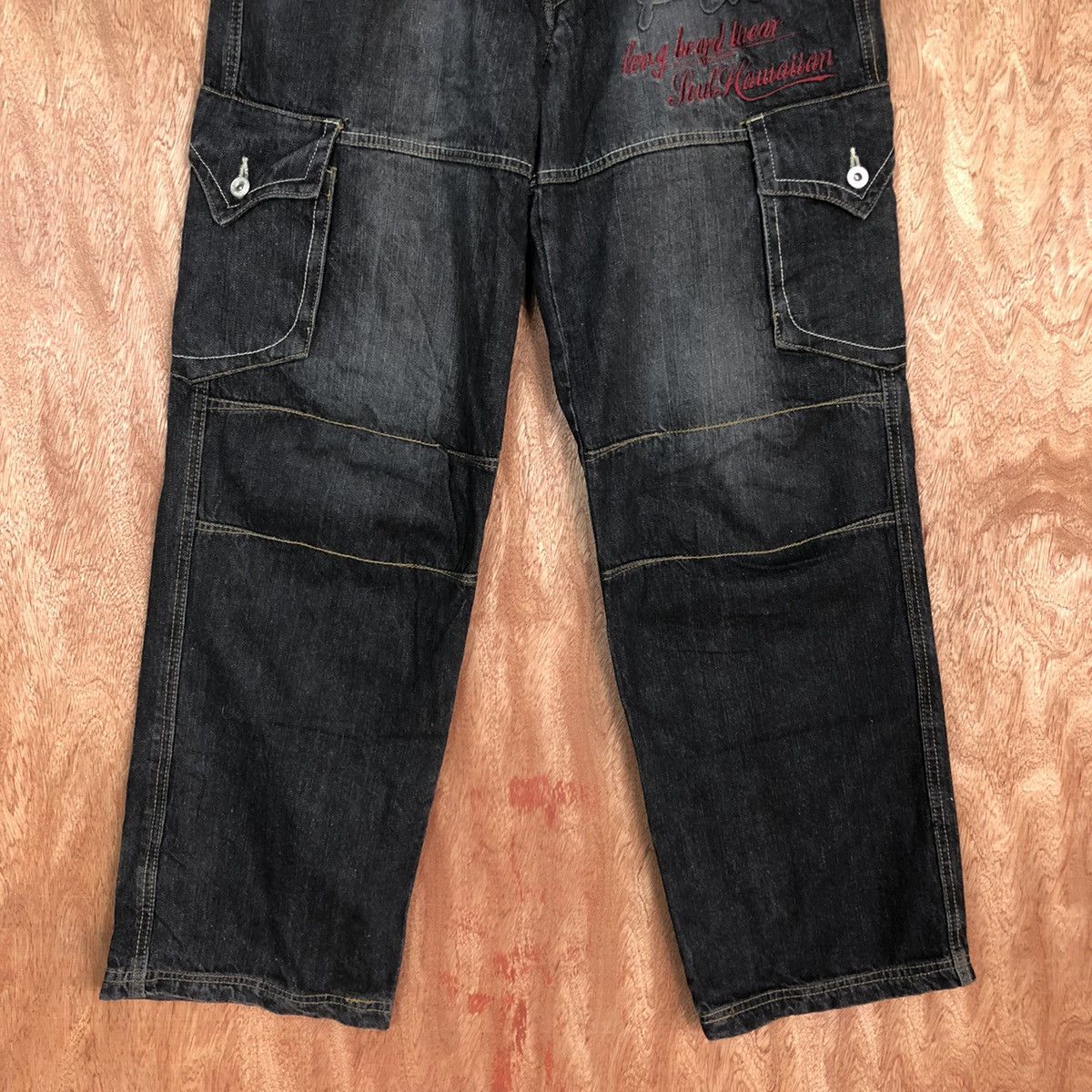 Japanese Brand Piko Black Multipocket Denim cargo Pants #2627DL Size US 32 / EU 48 - 3 Thumbnail