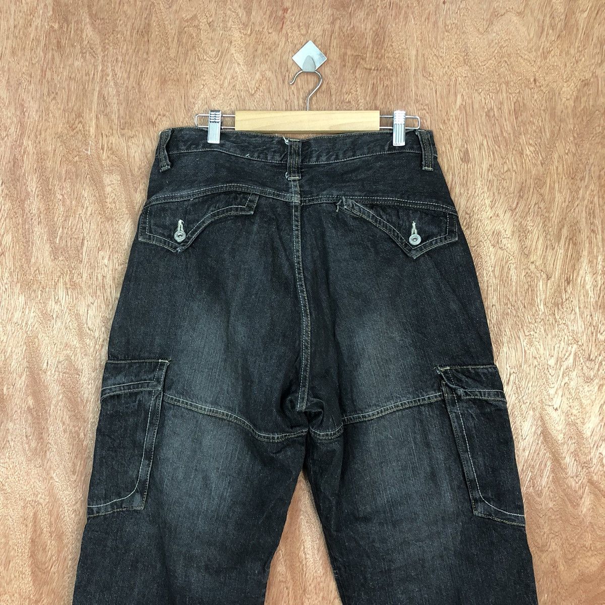 Japanese Brand Piko Black Multipocket Denim cargo Pants #2627DL Size US 32 / EU 48 - 12 Thumbnail