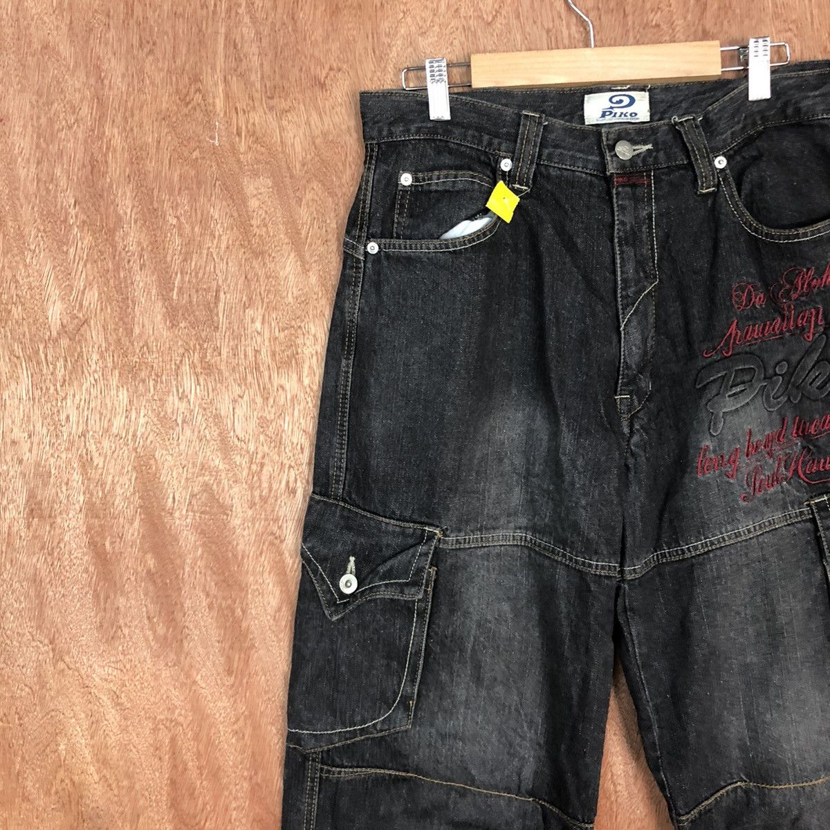 Japanese Brand Piko Black Multipocket Denim cargo Pants #2627DL Size US 32 / EU 48 - 6 Thumbnail