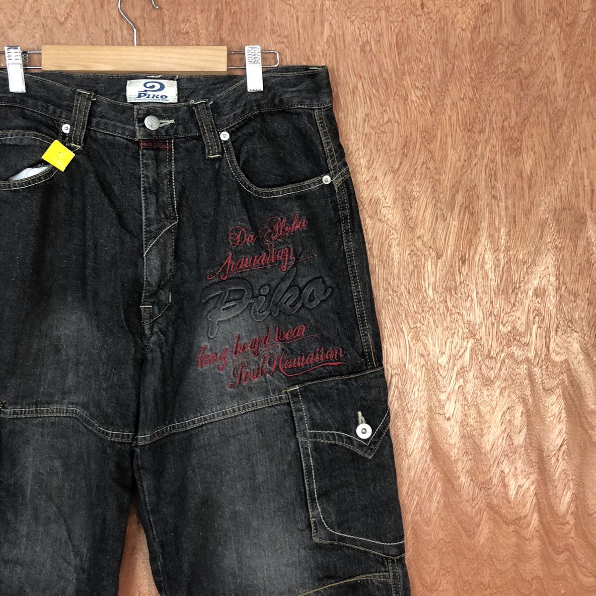 Japanese Brand Piko Black Multipocket Denim cargo Pants #2627DL Size US 32 / EU 48 - 5 Thumbnail