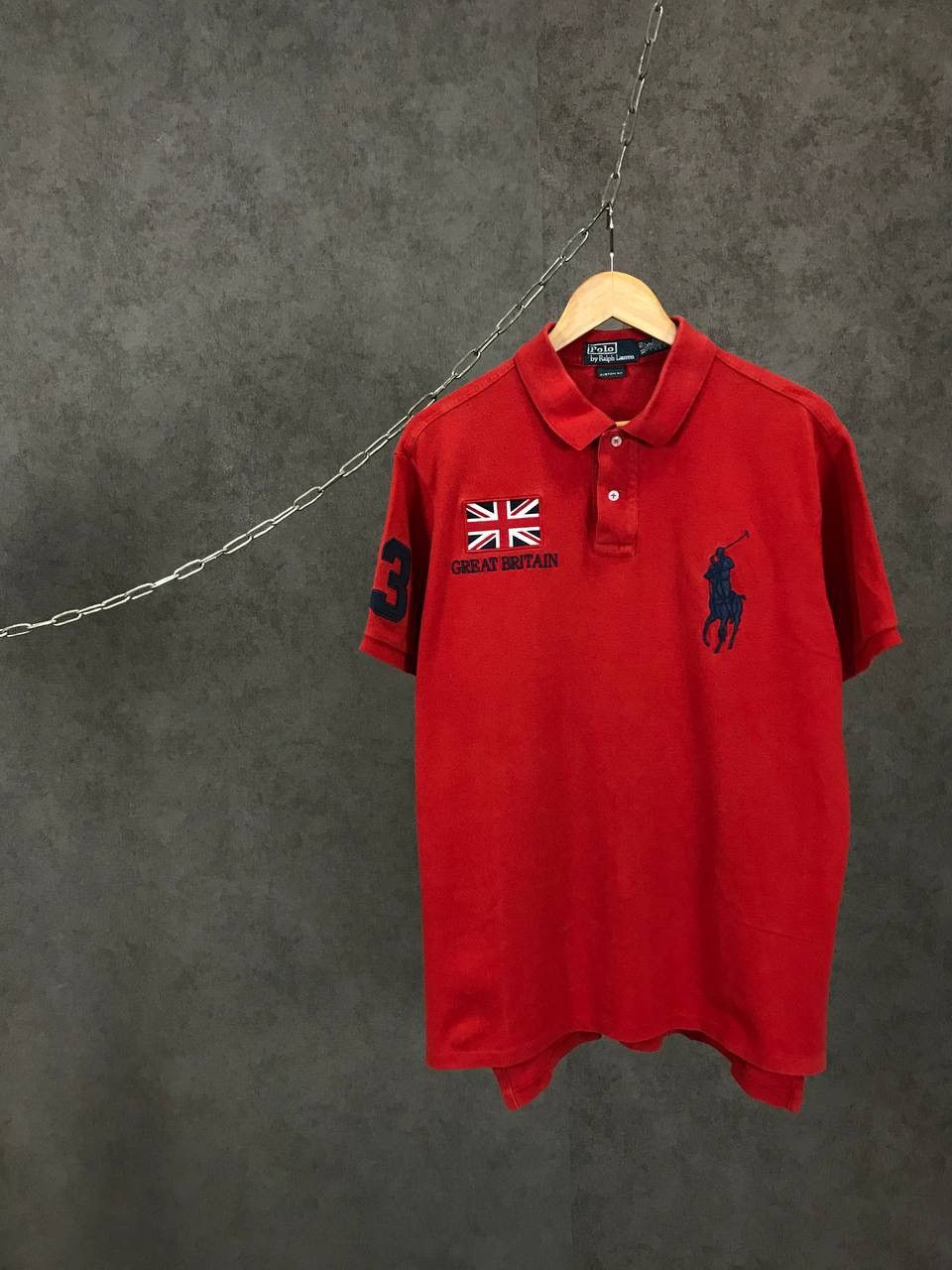 Vintage Polo Ralph Lauren Great Britain overprinted vintage polo tee Size US XL / EU 56 / 4 - 1 Thumbnail