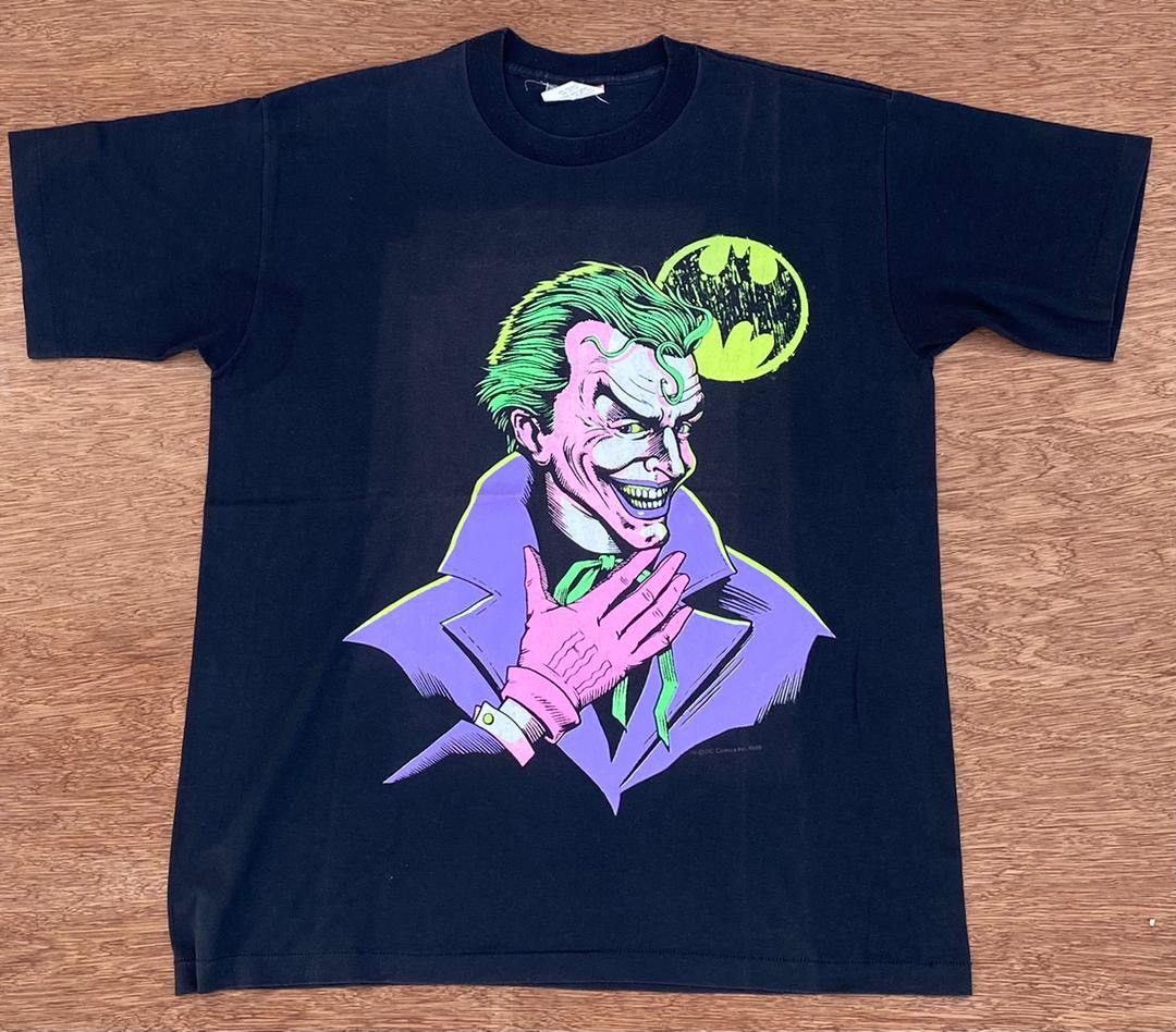 image of Dc Comics x Movie Vintage Tee Joker Batman ( A 19 ) in Black, Men's (Size XL)