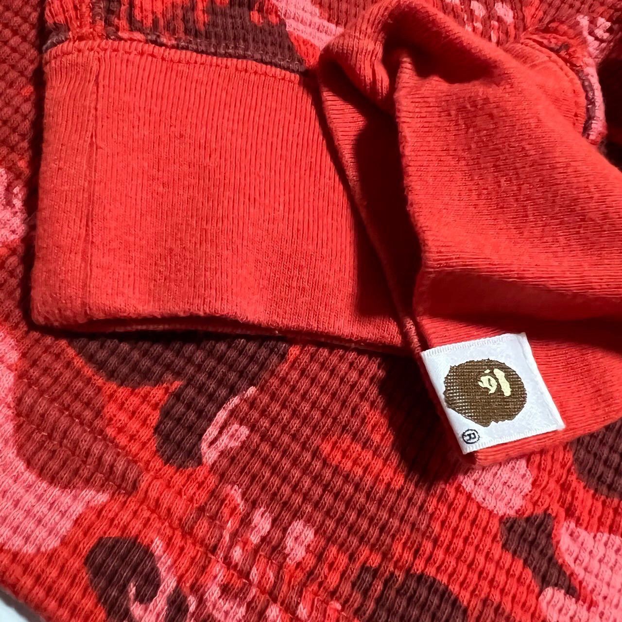 Bape BAPE Fire camo Red waffle long TEE Size US L / EU 52-54 / 3 - 8 Thumbnail