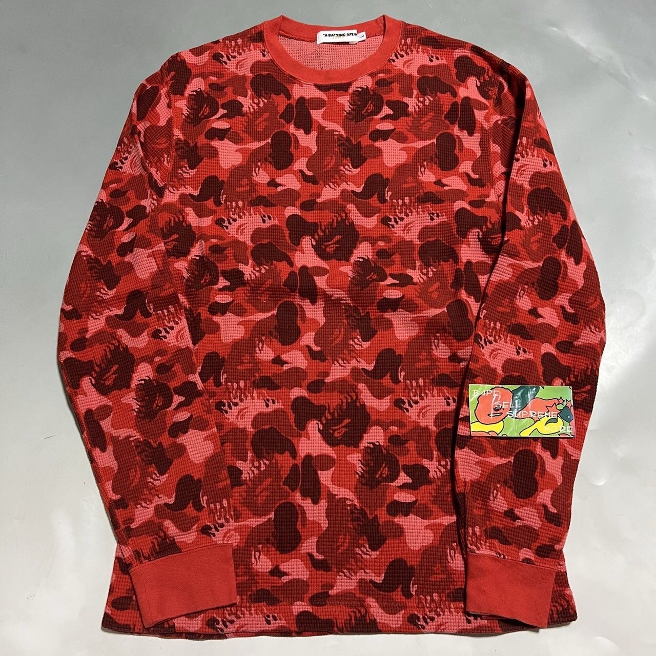 Bape BAPE Fire camo Red waffle long TEE Size US L / EU 52-54 / 3 - 1 Thumbnail