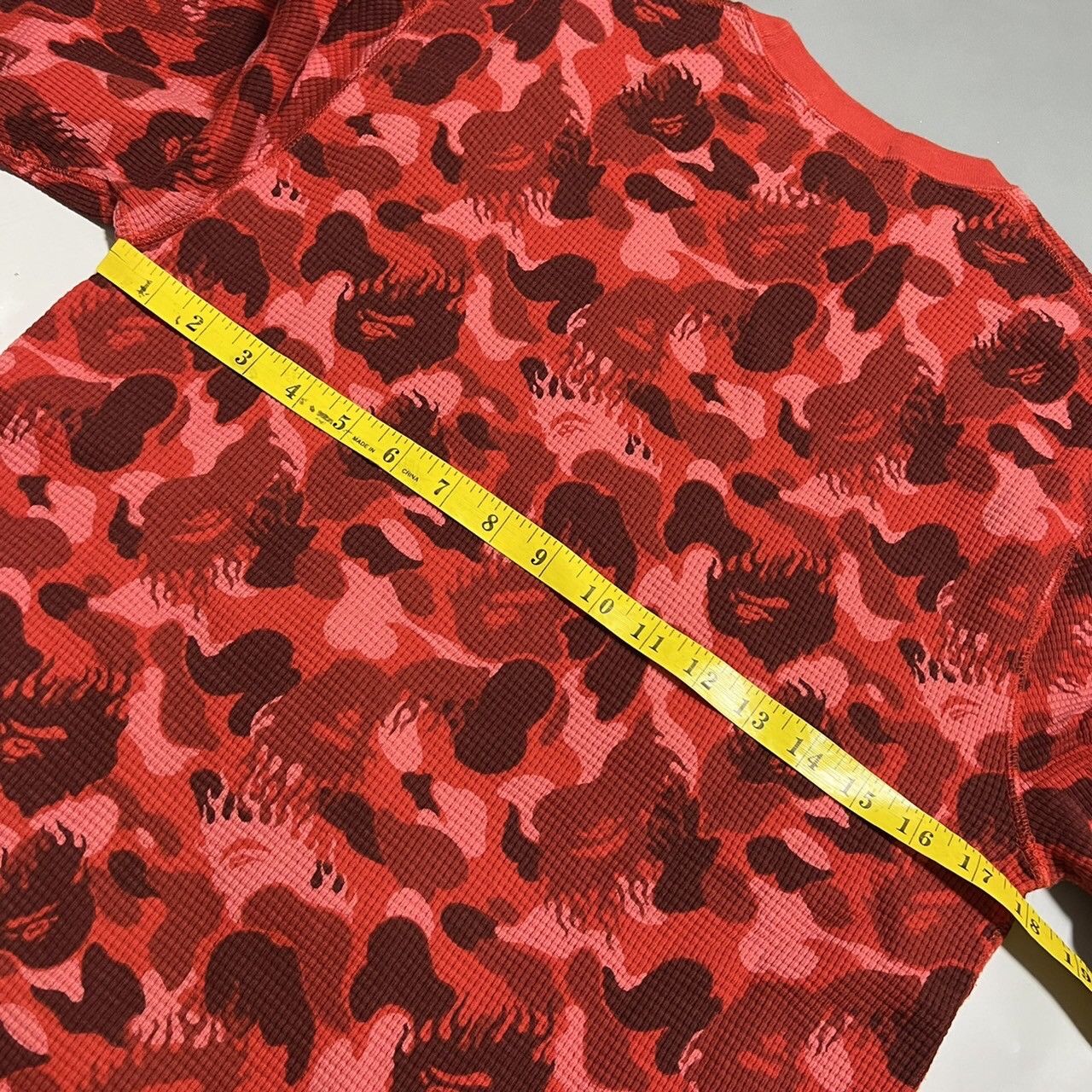 Bape BAPE Fire camo Red waffle long TEE Size US L / EU 52-54 / 3 - 5 Thumbnail