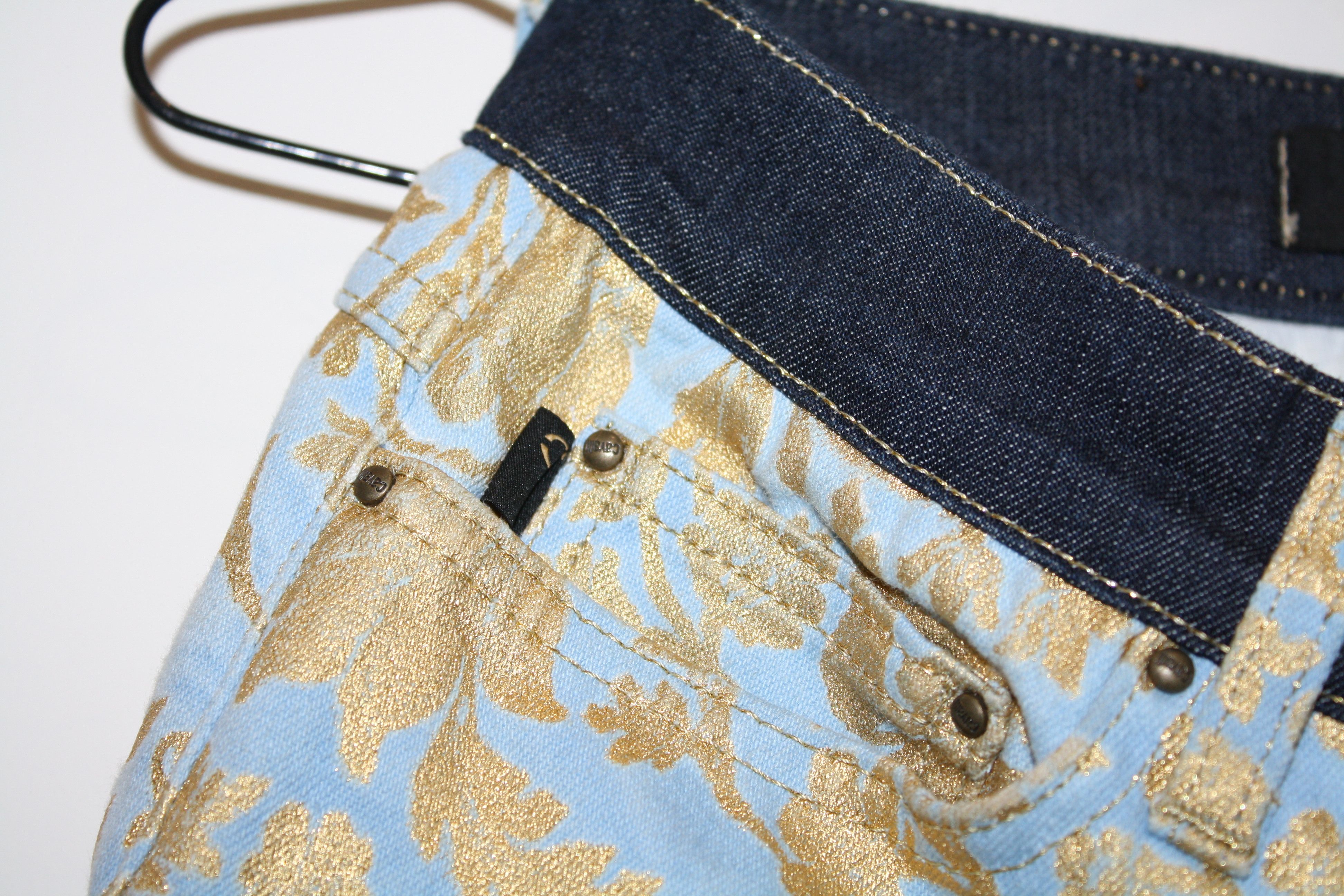 Just Cavalli Just Roberto Cavalli Multicolor Denim Pants Gold Printed Size 28" / US 6 / IT 42 - 10 Thumbnail
