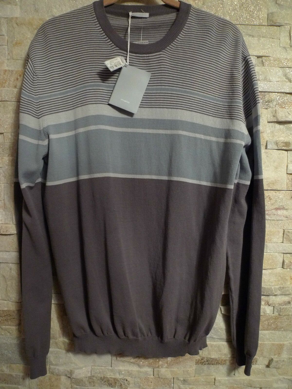 image of Malo Crew Neck Cotton Men"s Sweater Italy Size 56/xxl, Men's
