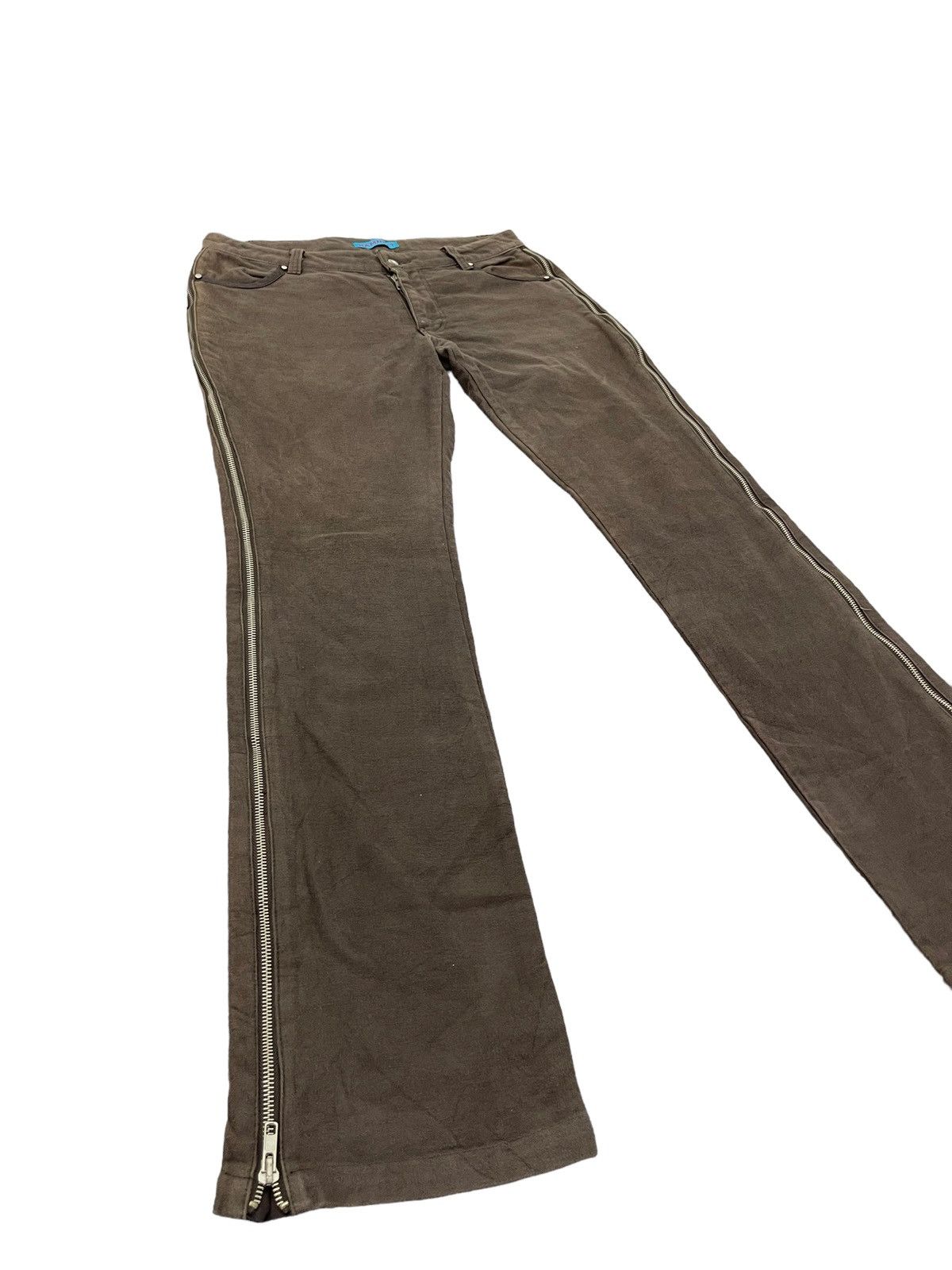 Katharine Hamnett London Flare Jeans Hamnett Moleskin Long Zipped Slim 4🟦4 Size US 31 - 1 Thumbnail
