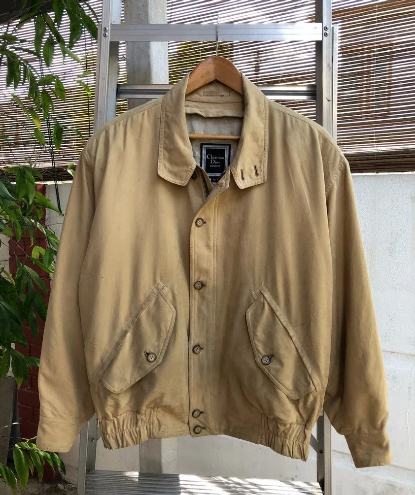 VINTAGE CHRISTIAN DIOR MONSIEUR BOMBER JACKET BEIGE TAN
