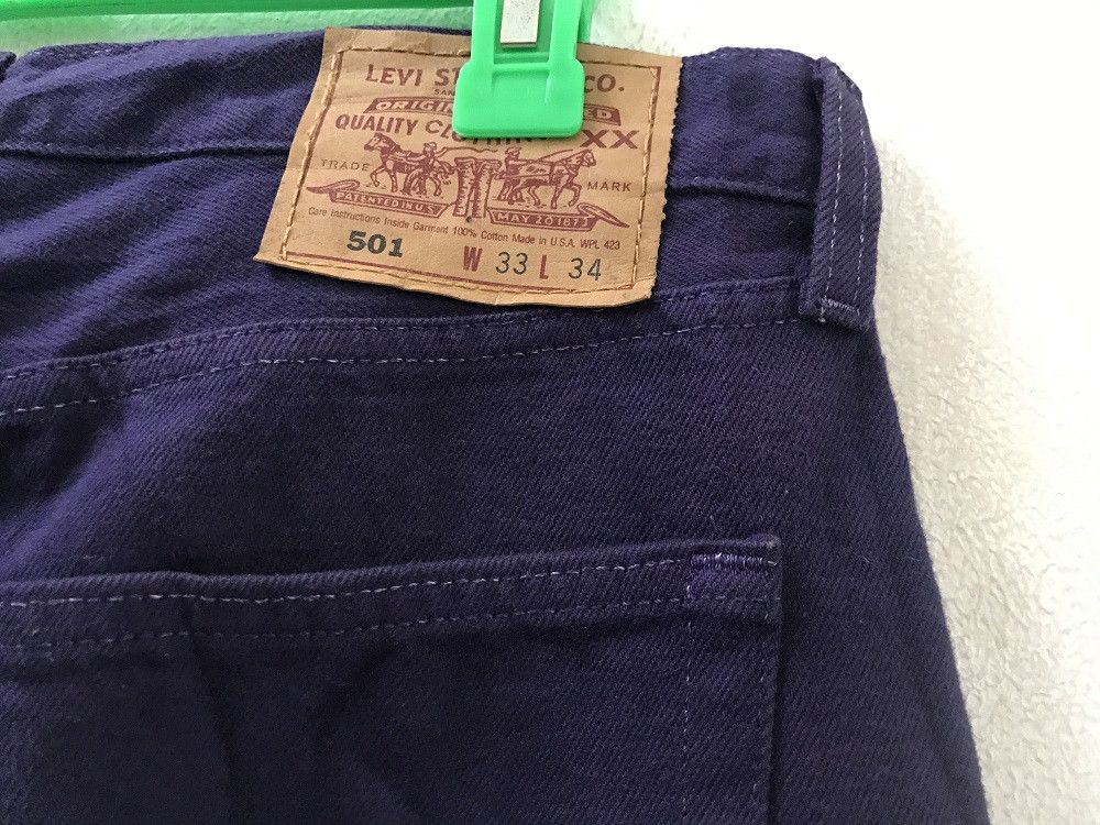 Levi's × Vintage 90s Levi's 501 Made in Usa Buttonfly Purple Denim Jeans Size US 33 - 11 Thumbnail