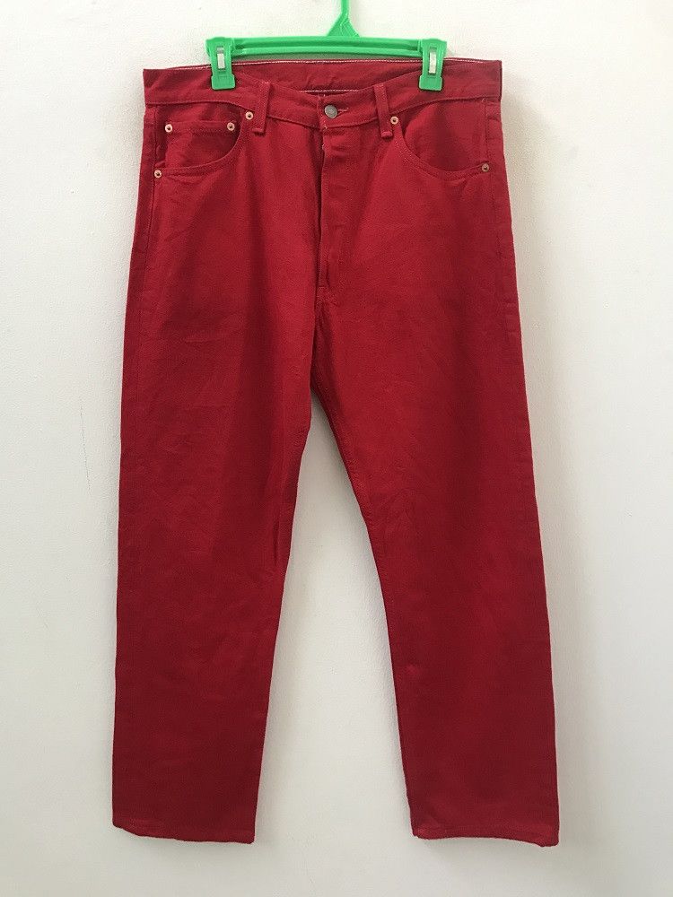Levi's × Vintage 90s Levi's 501 Made in Usa Buttonfly Red Denim Jeans Size US 34 / EU 50 - 1 Thumbnail