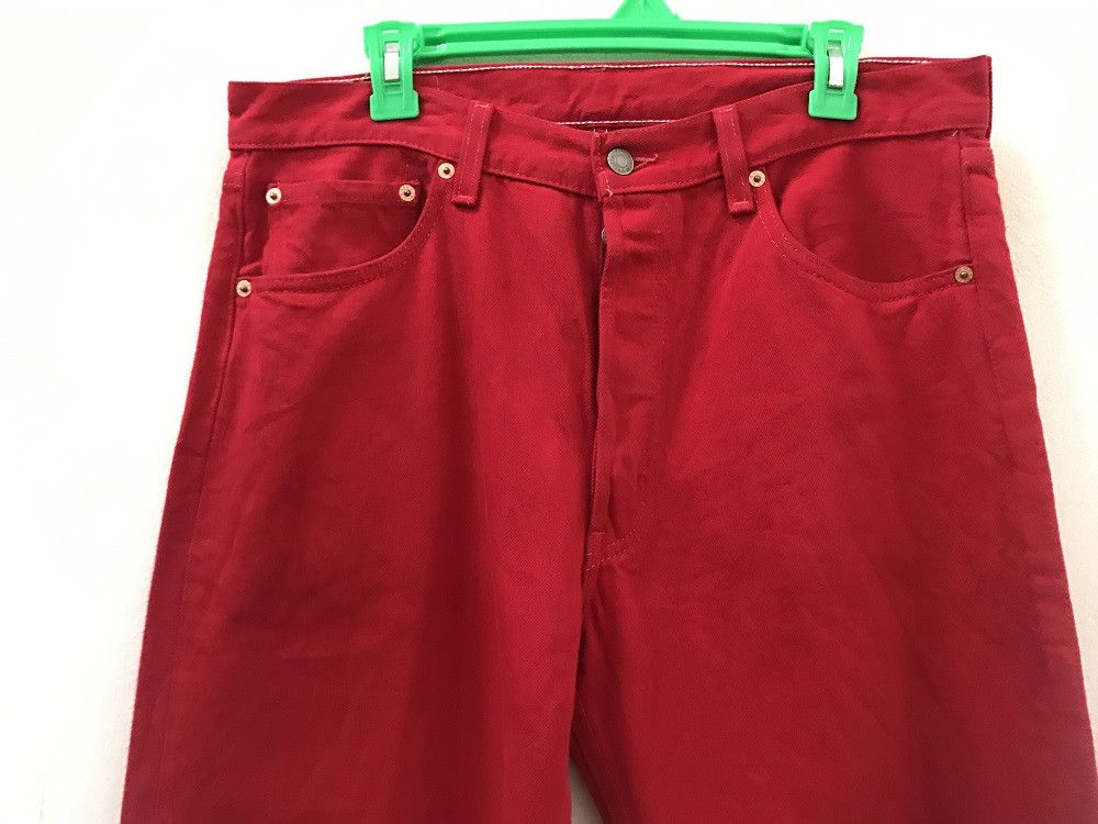 Levi's × Vintage 90s Levi's 501 Made in Usa Buttonfly Red Denim Jeans Size US 34 / EU 50 - 3 Thumbnail