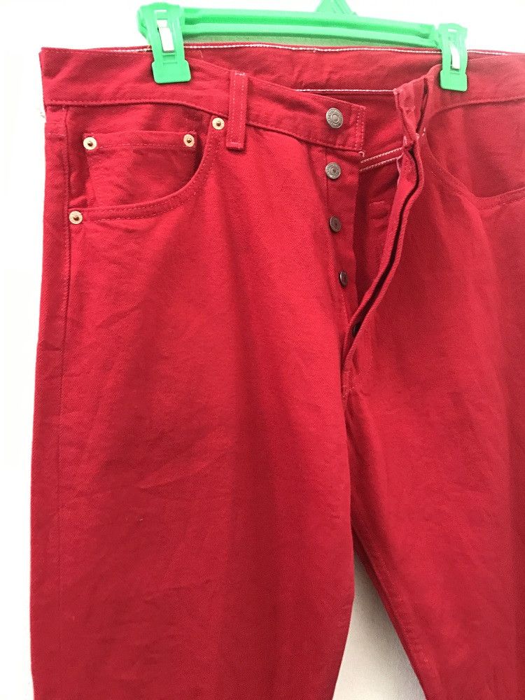Levi's × Vintage 90s Levi's 501 Made in Usa Buttonfly Red Denim Jeans Size US 34 / EU 50 - 6 Thumbnail