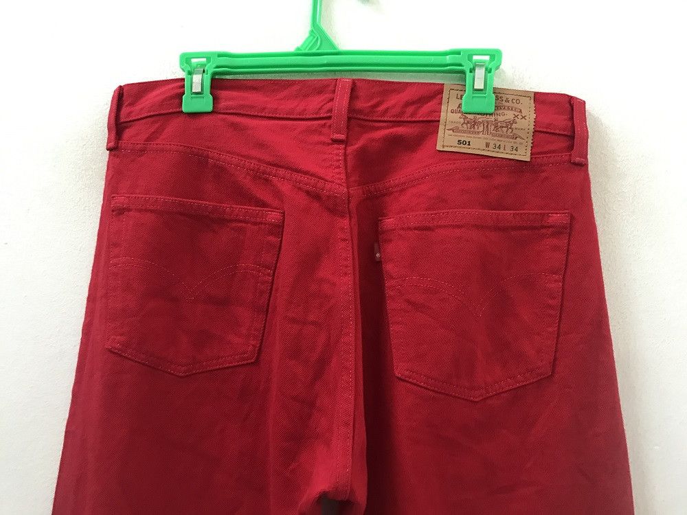 Levi's × Vintage 90s Levi's 501 Made in Usa Buttonfly Red Denim Jeans Size US 34 / EU 50 - 9 Thumbnail