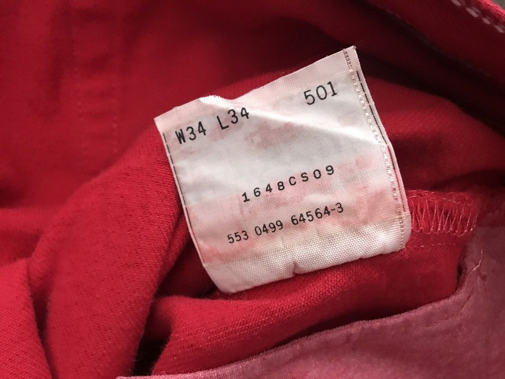 Levi's × Vintage 90s Levi's 501 Made in Usa Buttonfly Red Denim Jeans Size US 34 / EU 50 - 13 Thumbnail