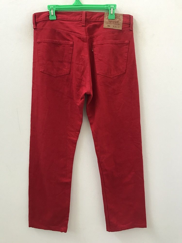 Levi's × Vintage 90s Levi's 501 Made in Usa Buttonfly Red Denim Jeans Size US 34 / EU 50 - 7 Thumbnail