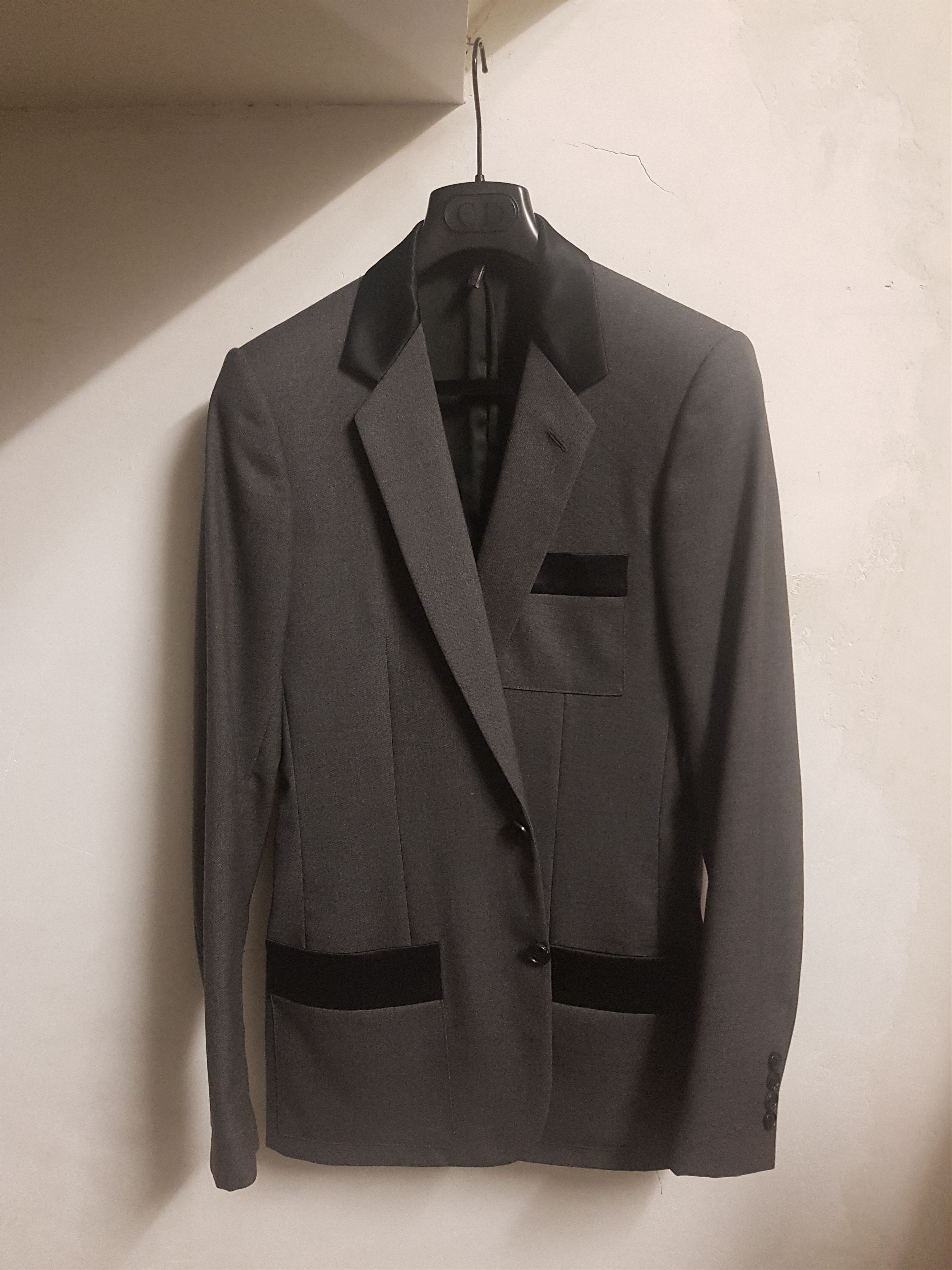Dior HOMME FW/07 Navigate Gray/Black Satin Contrast Blazer