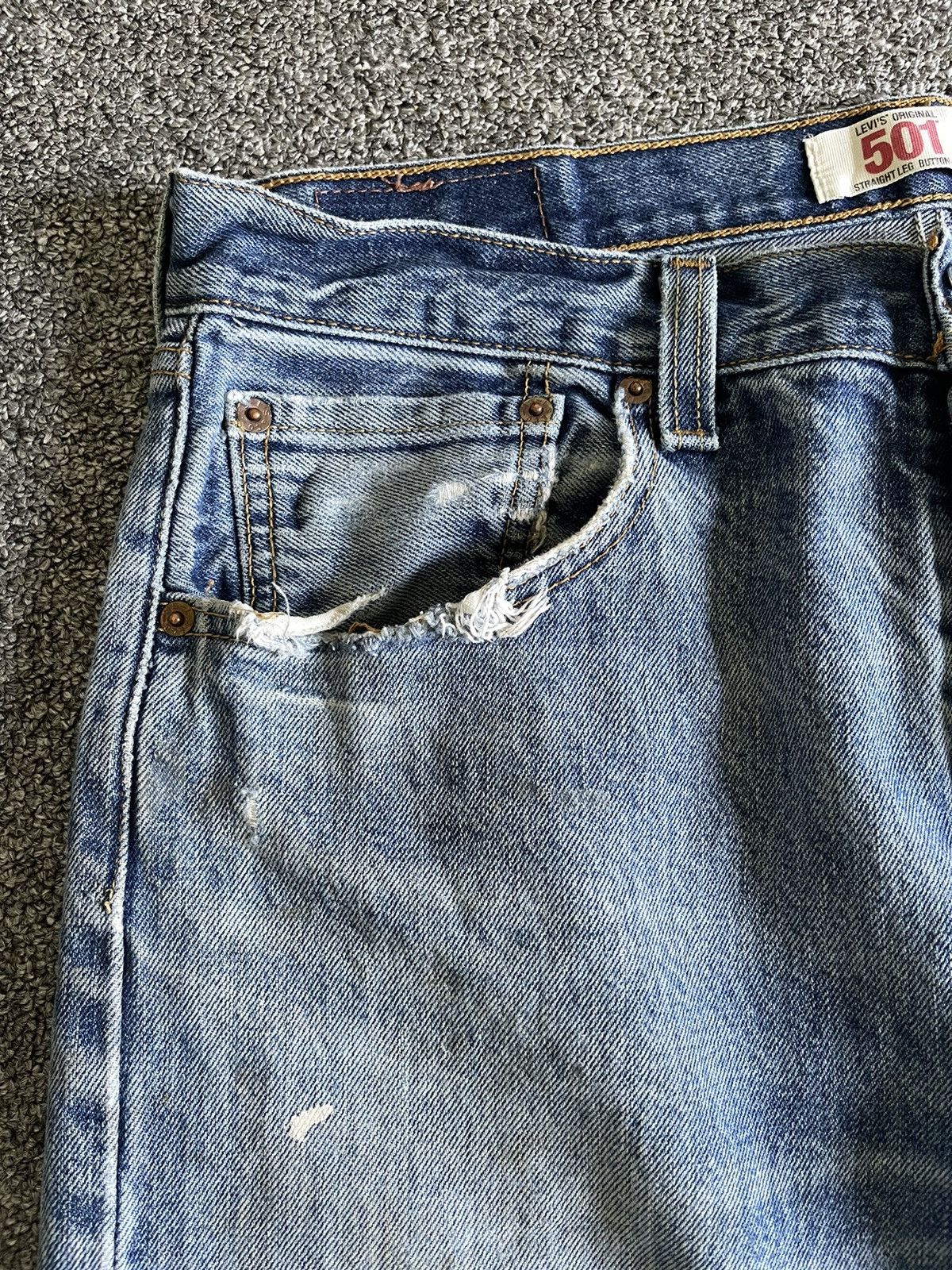 Levi's Levis Jean 501 distressed Blue Fade Grunge Rock Pant Size US 34 / EU 50 - 2 Thumbnail
