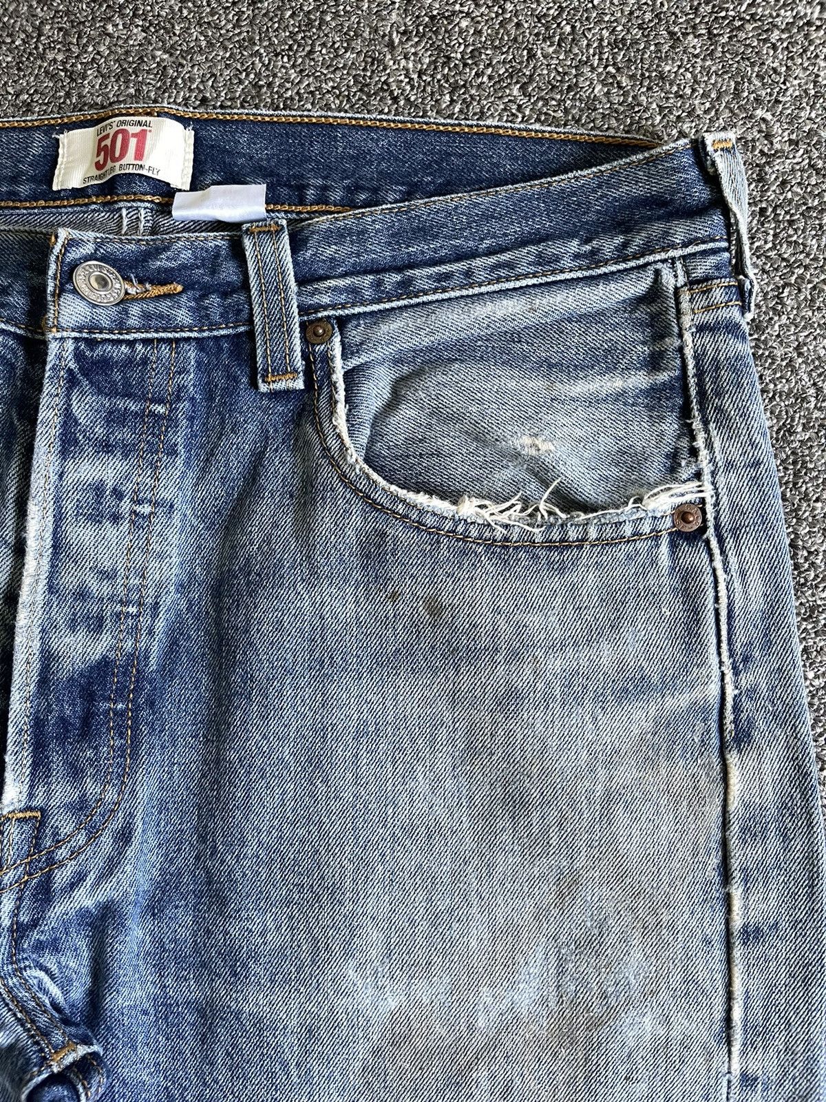 Levi's Levis Jean 501 distressed Blue Fade Grunge Rock Pant Size US 34 / EU 50 - 3 Thumbnail