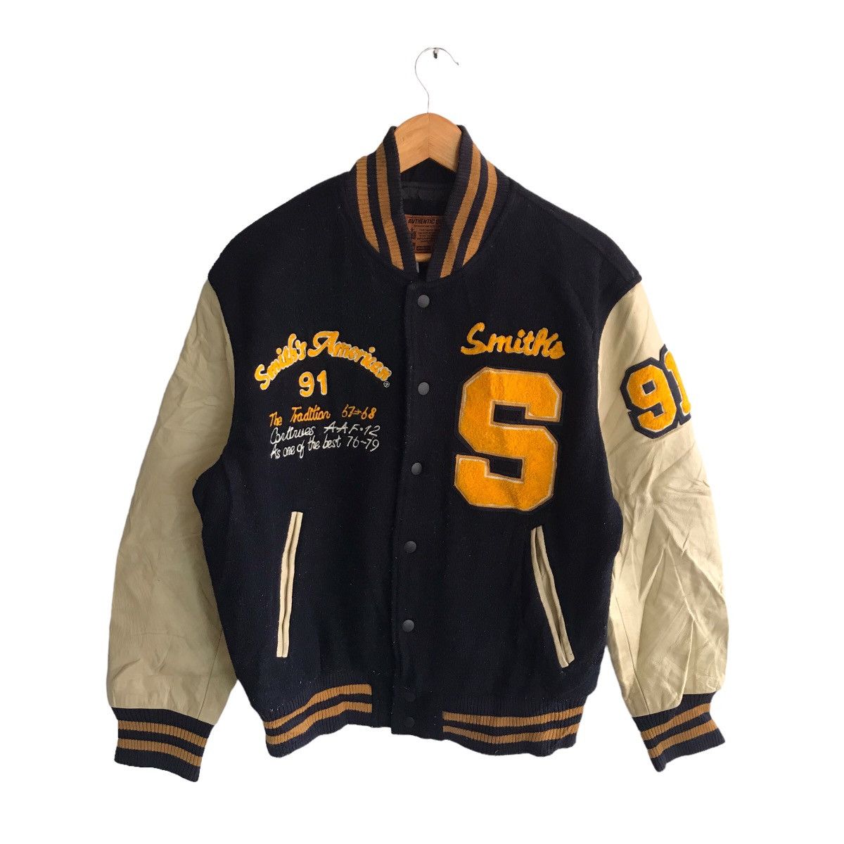 image of Avant Garde x The Smiths Vintage Smiths America Varsity Jacket in Black, Men's (Size Medium)