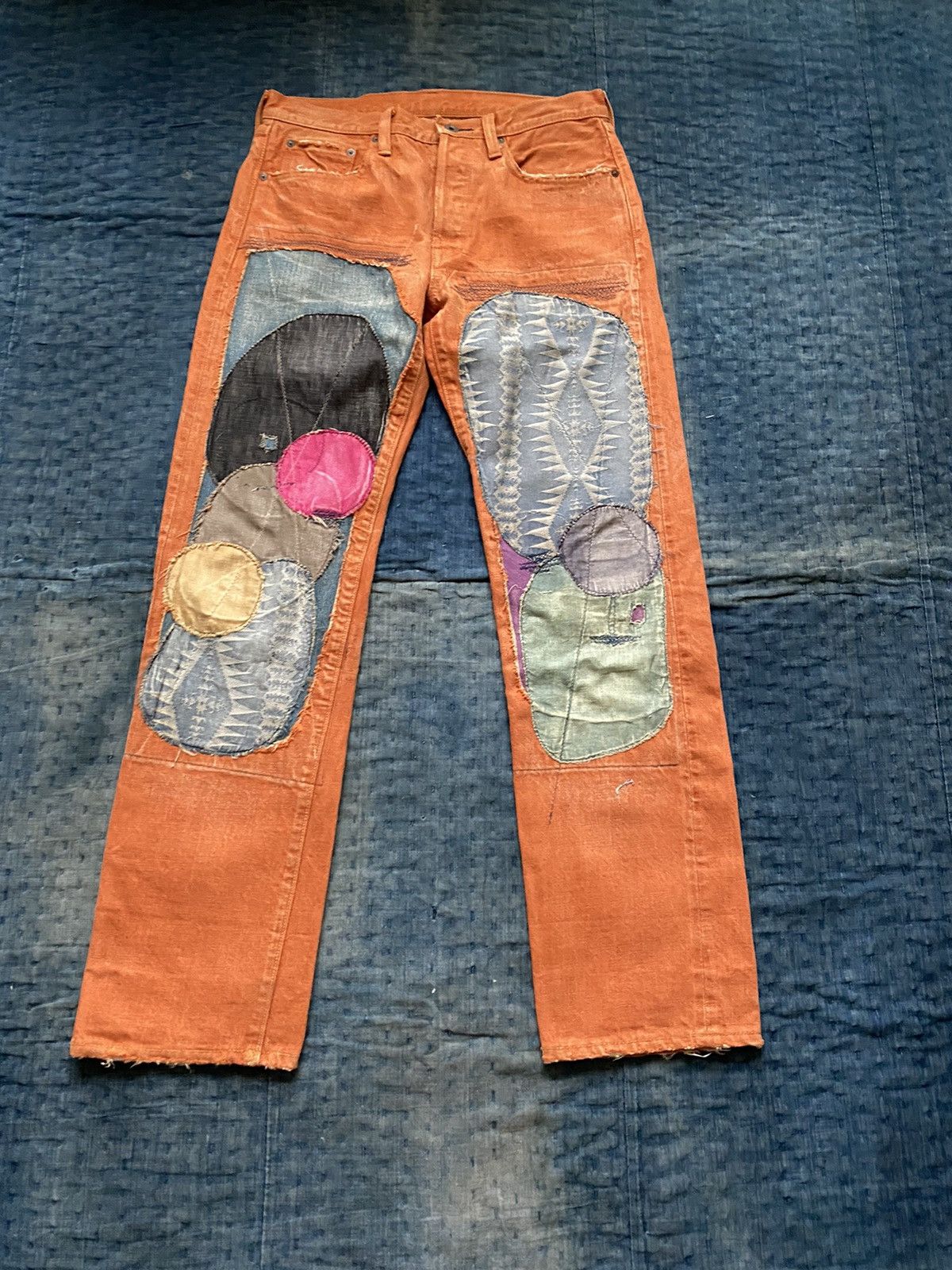 image of Kapital Patchwork Pants Orange Kountry, Men's (Size 31)
