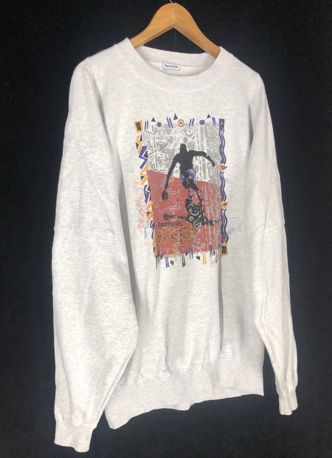 Reebok × Vintage Vintage Reebok Black Top Big Logo Sweatshirt cw21 Size US L / EU 52-54 / 3 - 3 Thumbnail