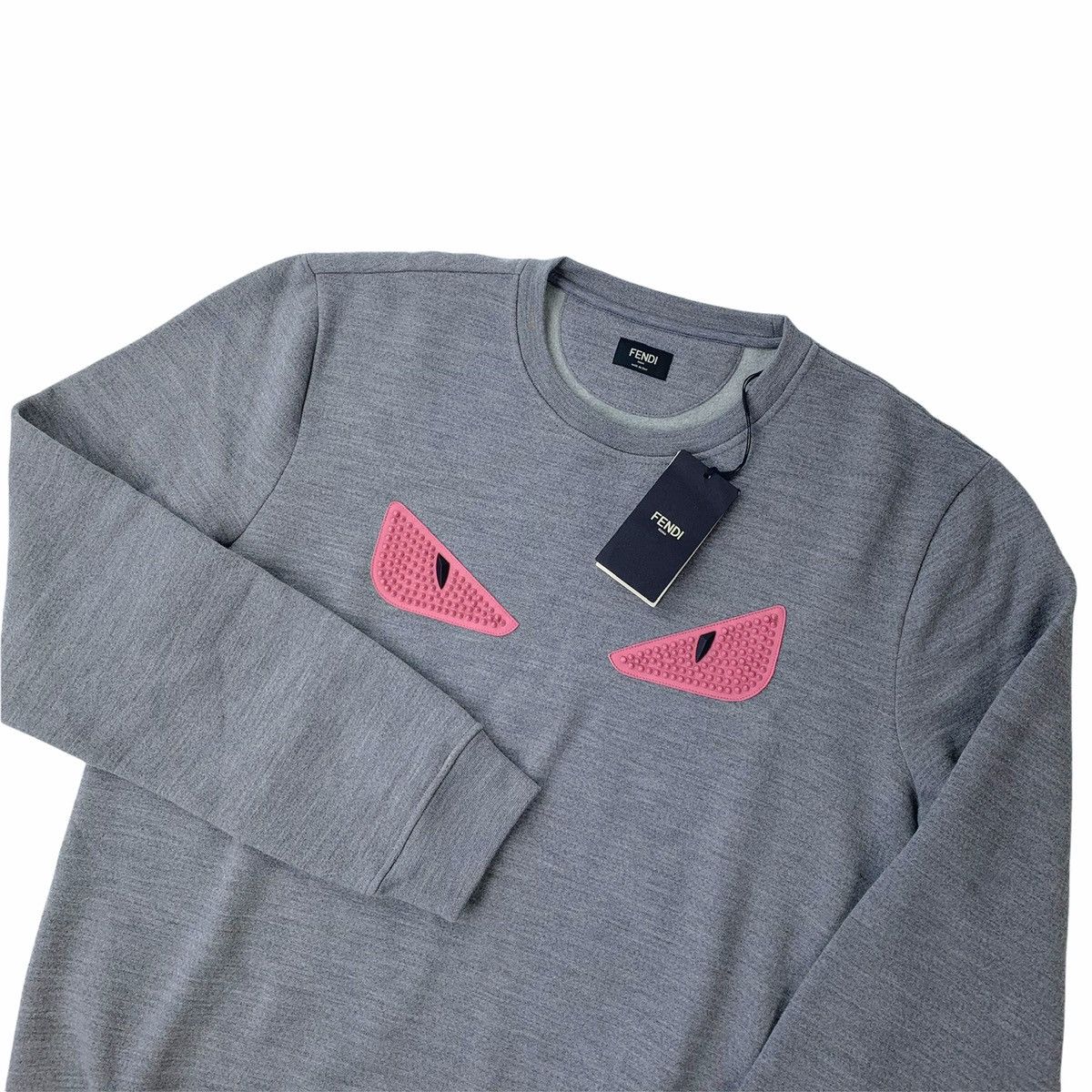 image of Fendi Bag Bugs Grey & Pink Studded Sweatshirt, Men's (Size 2XL)