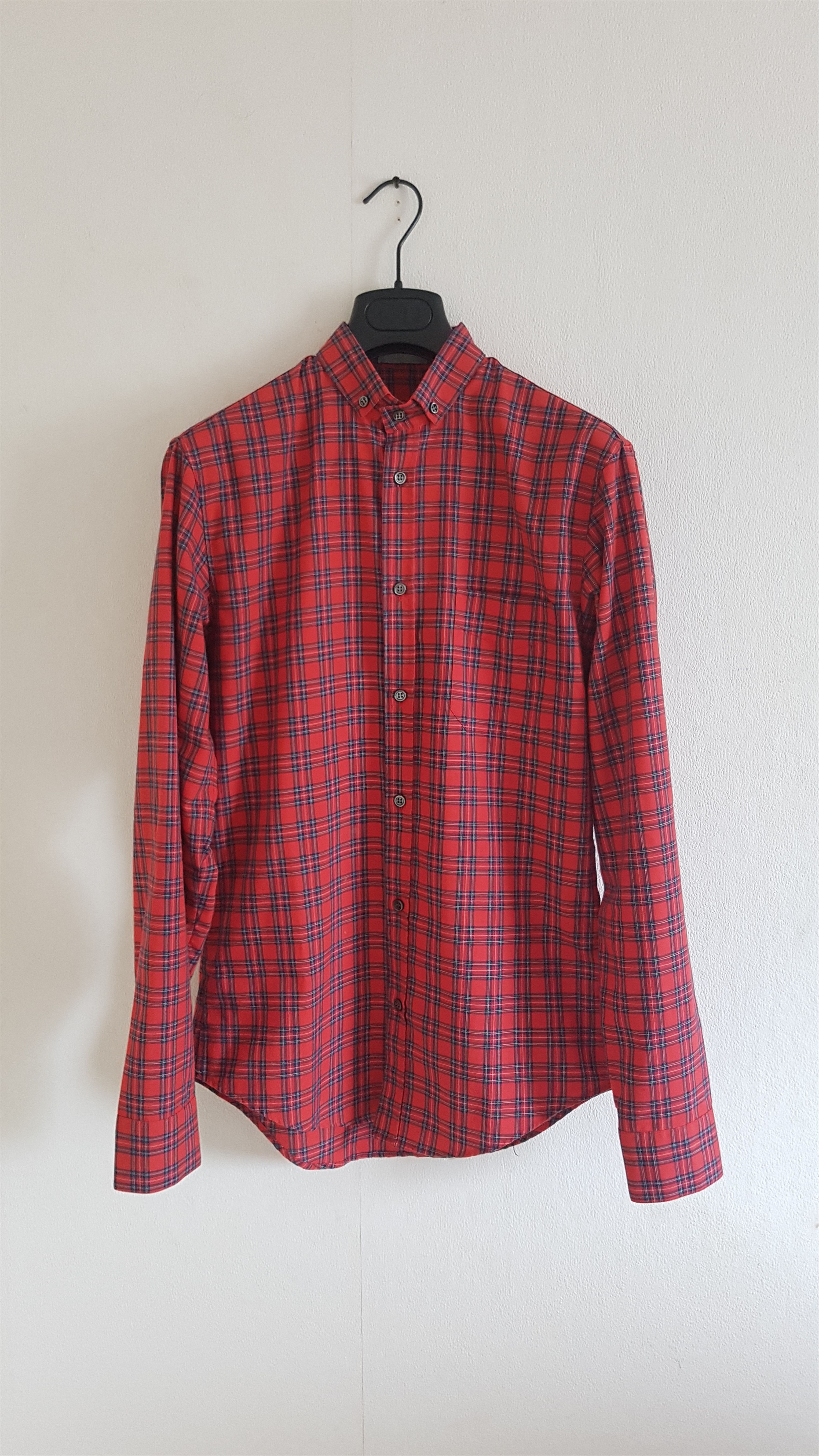 image of Dior Homme Ss06 Tartan Shirt in Red, Men's (Size Medium)