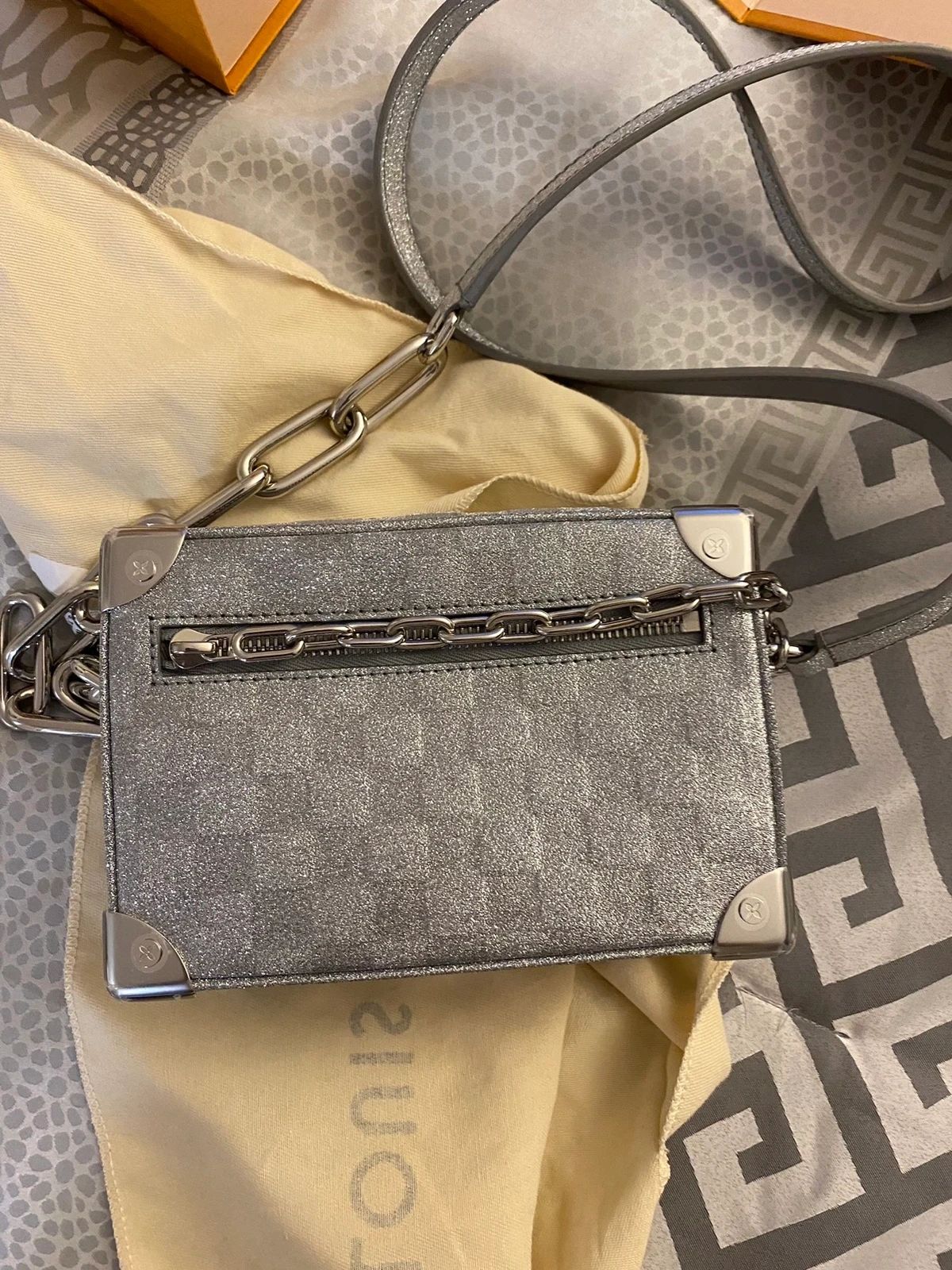 Louis Vuitton Bag Limited Edition Mini Silver Soft Trunk Damier Glitter at  1stDibs