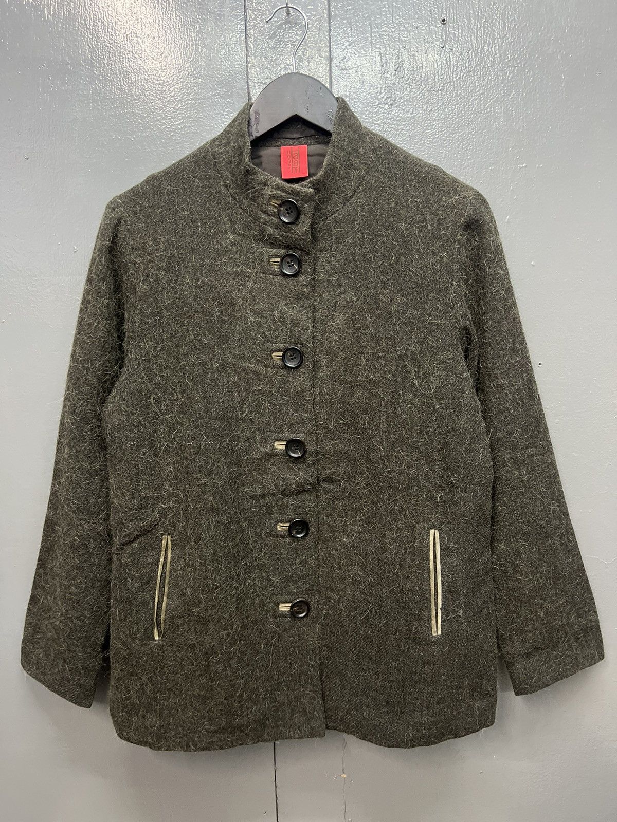 image of Issey Miyake Hearts Haat Wool Button Up Jacket, Women's (Size Medium)