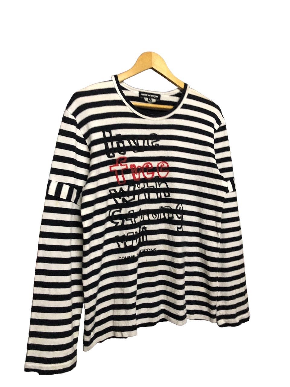 Comme des Garcons Homme Rare🔥Cdg Poem *Live Free With Strong Wili*Striped Tee Size US S / EU 44-46 / 1 - 6 Thumbnail