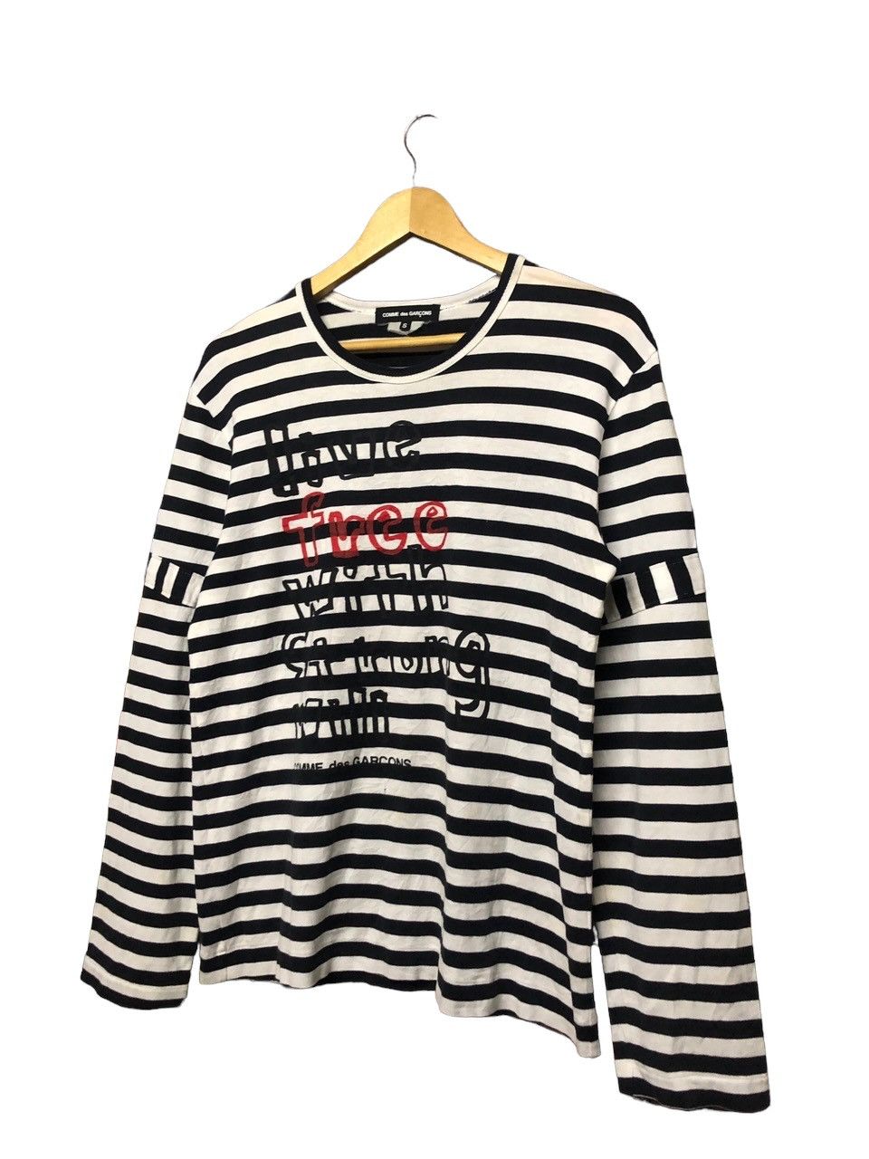Comme des Garcons Homme Rare🔥Cdg Poem *Live Free With Strong Wili*Striped Tee Size US S / EU 44-46 / 1 - 5 Thumbnail