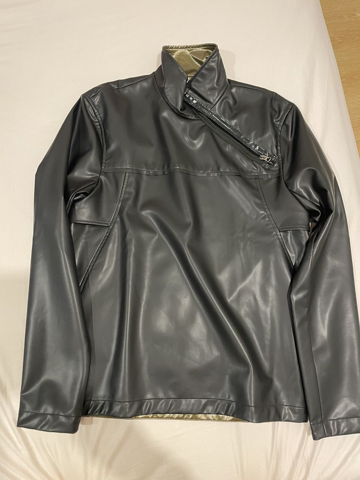 Acne Studios ACNE FW19 Ozark latex asymmetric-zip jacket Size US S / EU 44-46 / 1 - 6 Thumbnail