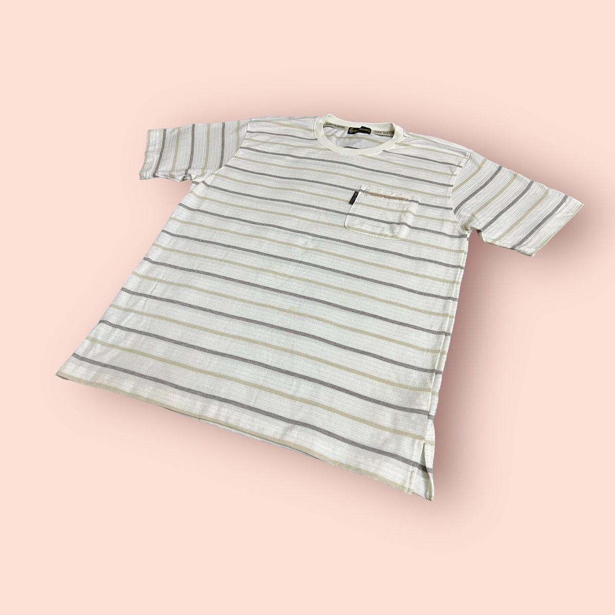 Gianni Valentino × Valentino × Vintage VINTAGE GIANNI VALENTINO STRIPED POCKET TEE Size US L / EU 52-54 / 3 - 2 Thumbnail