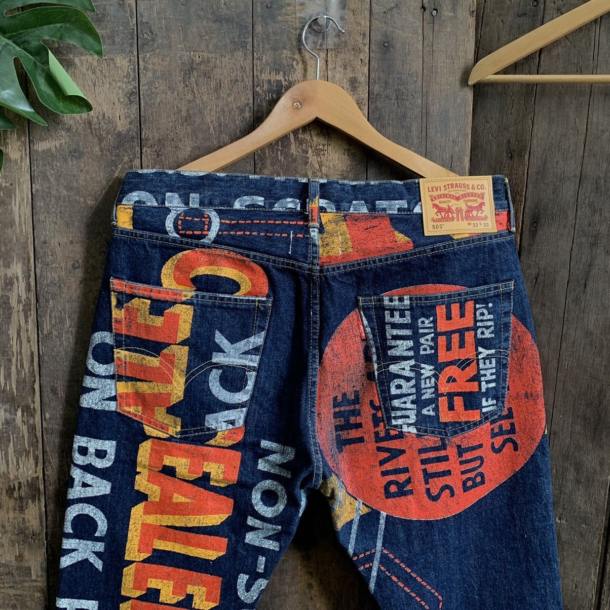 Comme des Garcons × Junya Watanabe × Levi's Junya Watanabe X Levi’s AD2018 Painted Banner Selvedge Jeans Size US 34 / EU 50 - 12 Thumbnail