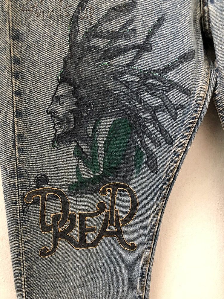 Bob Marley × Levi's Vtg Levi's 501 Usa Reconstruct Bob Marley Reggae Art Denim Size US 31 - 3 Thumbnail