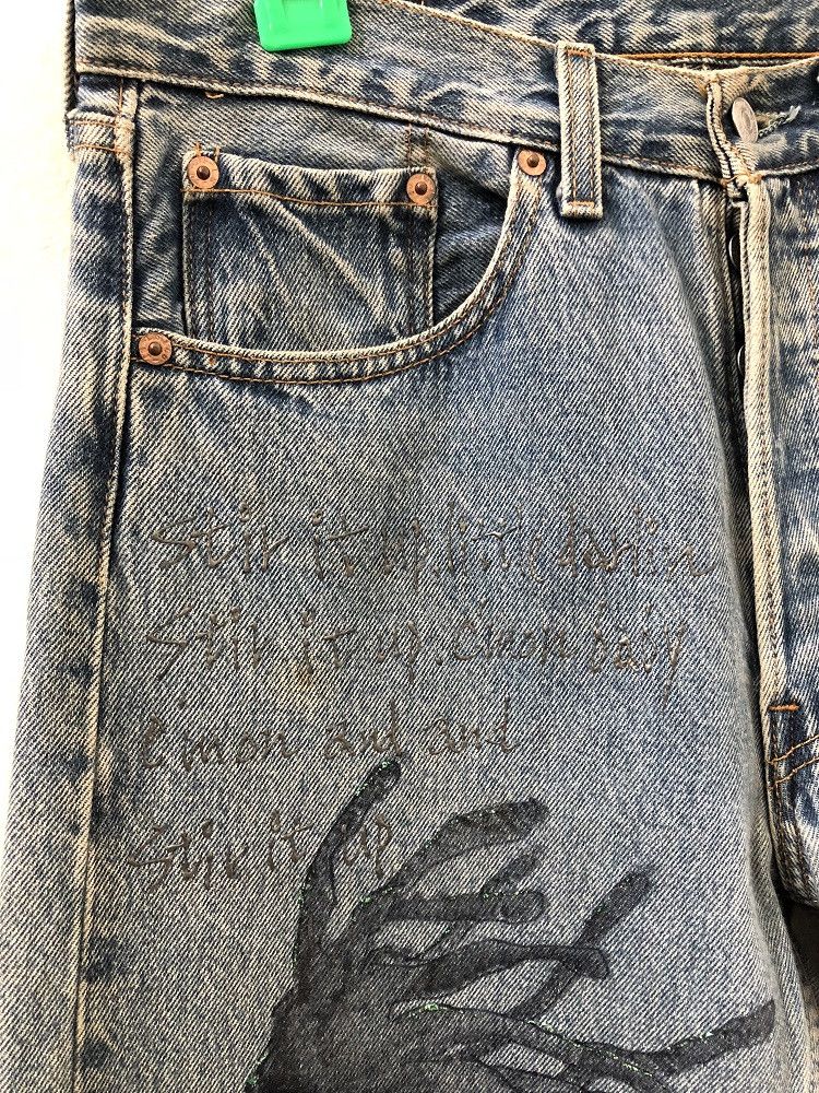 Bob Marley × Levi's Vtg Levi's 501 Usa Reconstruct Bob Marley Reggae Art Denim Size US 31 - 2 Thumbnail
